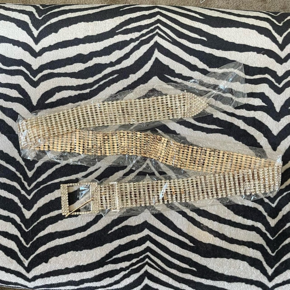 Dolls Kill Current Mood Gold Rhinestone Belt